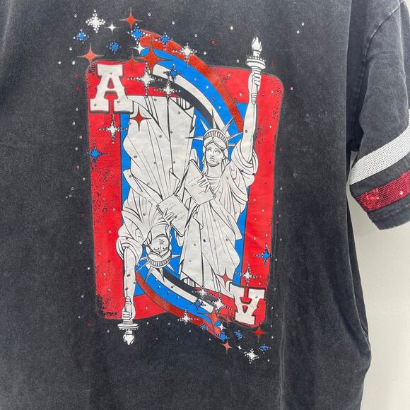 Fantastic Fawn Lennon Liberty Card‎ T-Shirt Dress Womens Medium Washed Black - Picture 3 of 7